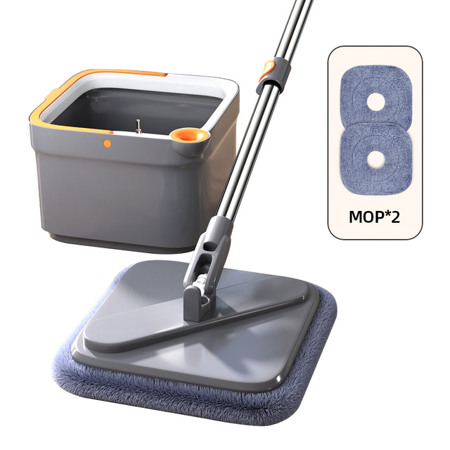 Joybos Spin Mop with Bucket Hand Free Squeeze Mop Automatic Separation Flat Mops Floor Cleaning with Washable Microfiber Pads