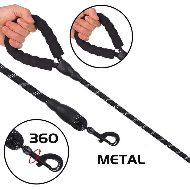 150/200/300cm Strong Dog Leash Reflective Pet Leashes Long Lanyard Walking Traction Rope for Puppy Small Medium Large Big Dogs