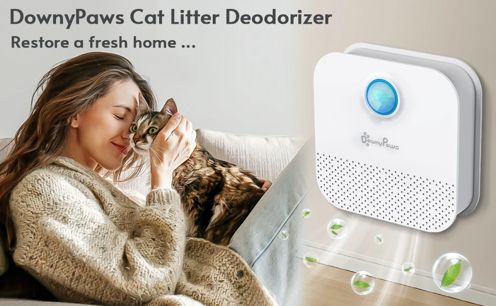 DownyPaws 4000mAh Smart Cat Odor Purifier For Cat Litter Box Deodorizer Pet Toilet Air Purifier Dog Cat Litter Deodorant