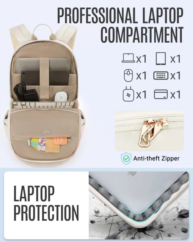 LIGHT FLIGHT Anti Theft laptop backpack for women with USB Charging Hole Waterproof