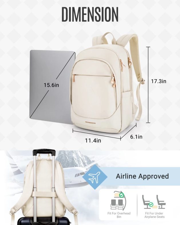 LIGHT FLIGHT Anti Theft laptop backpack for women with USB Charging Hole Waterproof