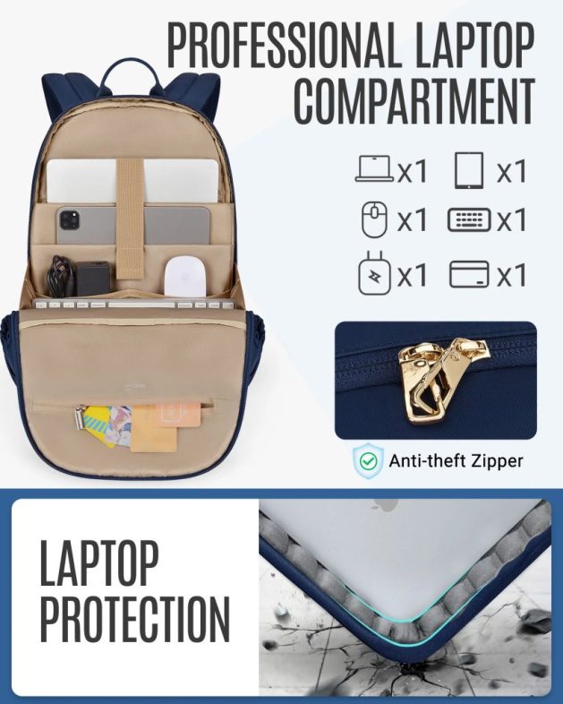 LIGHT FLIGHT Anti Theft laptop backpack for women with USB Charging Hole Waterproof