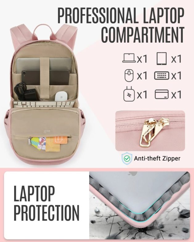 LIGHT FLIGHT Anti Theft laptop backpack for women with USB Charging Hole Waterproof