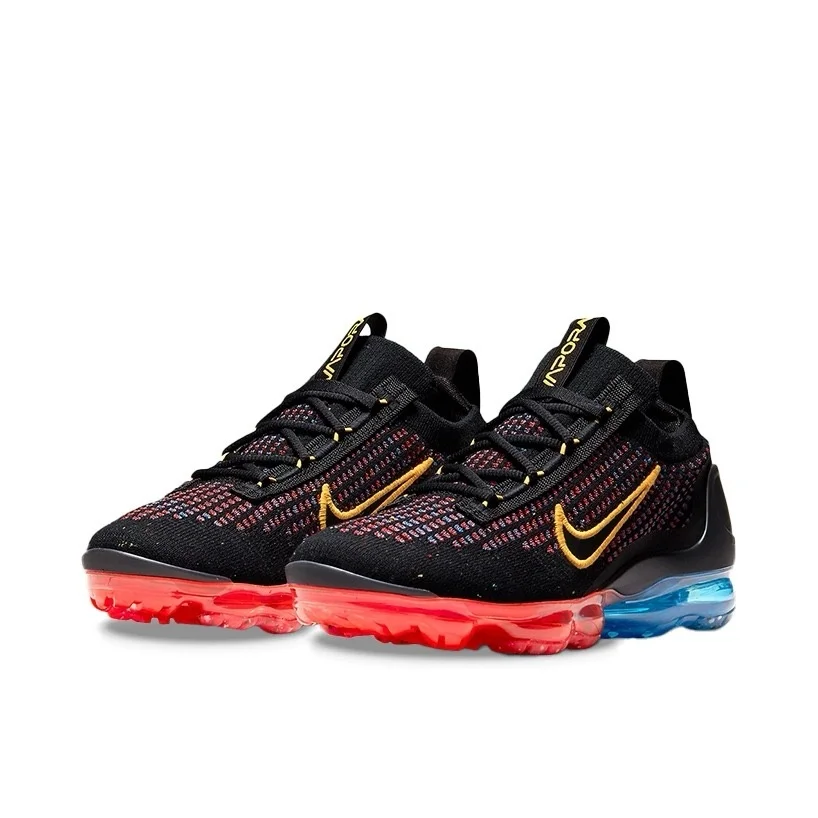 Nike Vapormax Flyknit 2021 Men's and Women's Red Blue Comfortable Breathable Shock Absorbent Springback Non-slip Wear Shoes