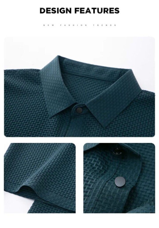 Summer New Men's Lop-up Hollow Short-sleeved Polo Tee Shirt Ice Silk Breathable Business Fashion T-Shirt Male Brand Clothes