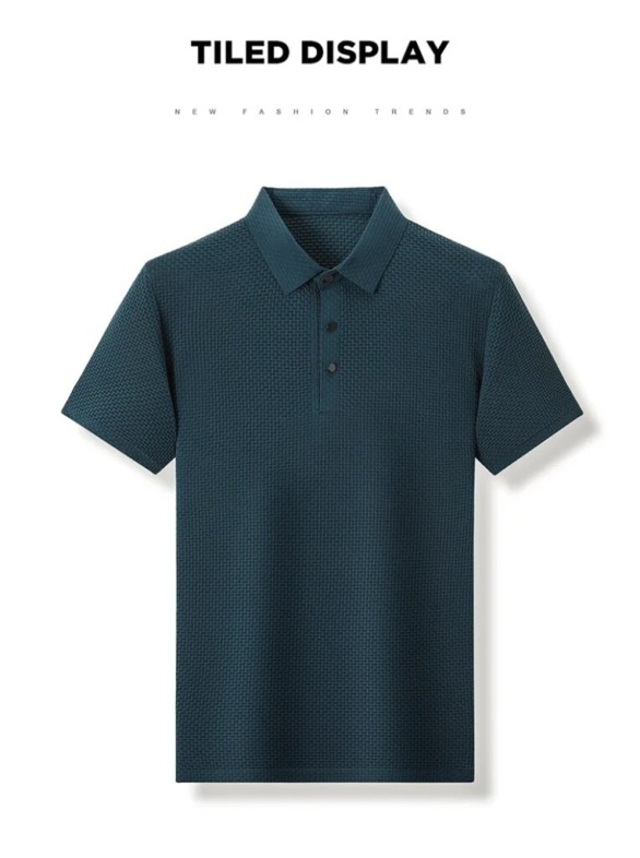Summer New Men's Lop-up Hollow Short-sleeved Polo Tee Shirt Ice Silk Breathable Business Fashion T-Shirt Male Brand Clothes