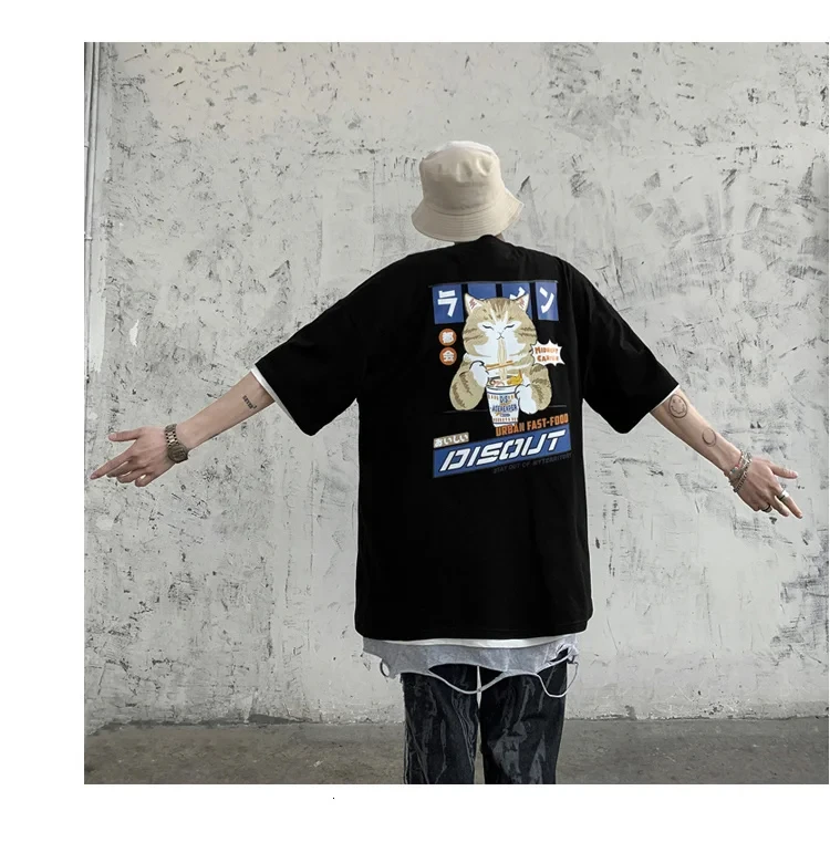 Harajuku Cat Cartoon Eating Noodles Graphic Men Women Tshirts Casual Short Sleeve Tees Japan Style Oversized T Shirt Clothing Harajuku Cat Cartoon Eating Noodles Graphic Men Women Tshirts Casual Short Sleeve Tees Japan Style Oversized T Shirt Clothing