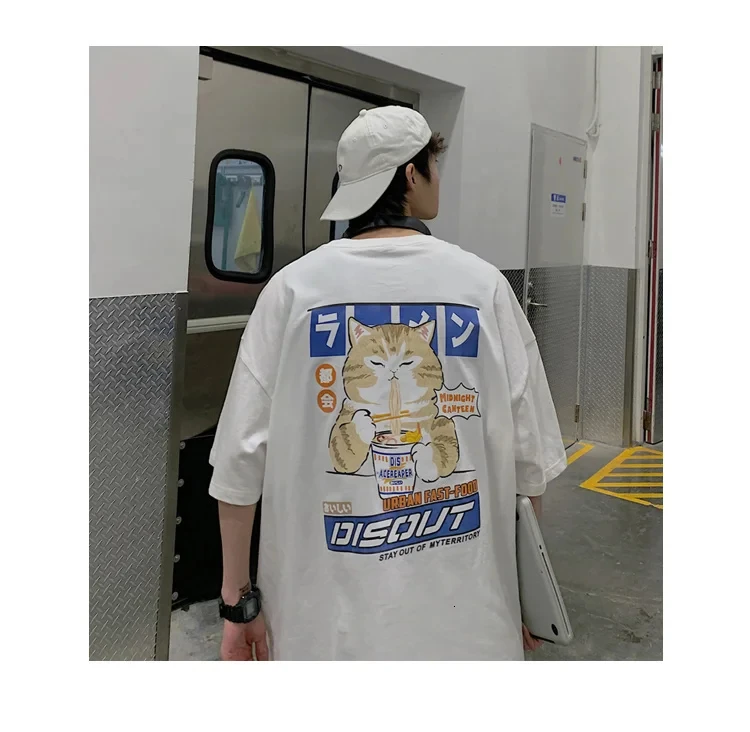 Harajuku Cat Cartoon Eating Noodles Graphic Men Women Tshirts Casual Short Sleeve Tees Japan Style Oversized T Shirt Clothing Harajuku Cat Cartoon Eating Noodles Graphic Men Women Tshirts Casual Short Sleeve Tees Japan Style Oversized T Shirt Clothing