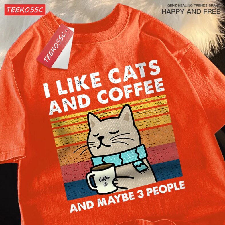 I Like Cats And Coffee Men Women T-Shirt Cotton Tee Clothes Hip Hop Loose Tshirt Fashion Crewneck T-Shirt Streetwear Couple I Like Cats And Coffee Men Women T-Shirt Cotton Tee Clothes Hip Hop Loose Tshirt Fashion Crewneck T-Shirt Streetwear Couple