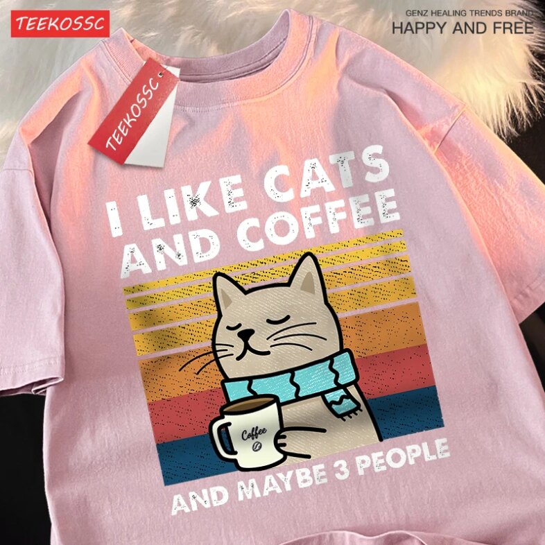 I Like Cats And Coffee Men Women T-Shirt Cotton Tee Clothes Hip Hop Loose Tshirt Fashion Crewneck T-Shirt Streetwear Couple I Like Cats And Coffee Men Women T-Shirt Cotton Tee Clothes Hip Hop Loose Tshirt Fashion Crewneck T-Shirt Streetwear Couple