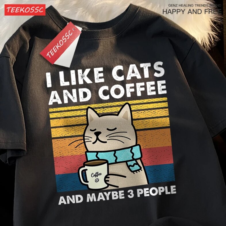 I Like Cats And Coffee Men Women T-Shirt Cotton Tee Clothes Hip Hop Loose Tshirt Fashion Crewneck T-Shirt Streetwear Couple I Like Cats And Coffee Men Women T-Shirt Cotton Tee Clothes Hip Hop Loose Tshirt Fashion Crewneck T-Shirt Streetwear Couple