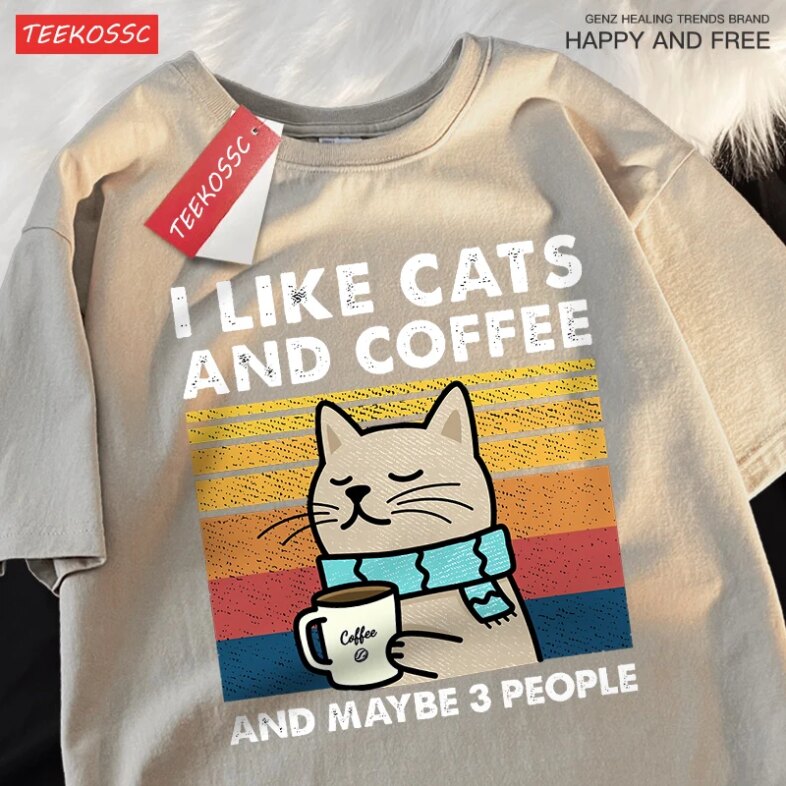 I Like Cats And Coffee Men Women T-Shirt Cotton Tee Clothes Hip Hop Loose Tshirt Fashion Crewneck T-Shirt Streetwear Couple I Like Cats And Coffee Men Women T-Shirt Cotton Tee Clothes Hip Hop Loose Tshirt Fashion Crewneck T-Shirt Streetwear Couple