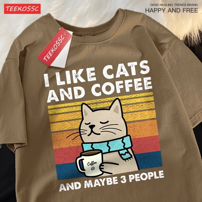 I Like Cats And Coffee Men Women T-Shirt Cotton Tee Clothes Hip Hop Loose Tshirt Fashion Crewneck T-Shirt Streetwear Couple I Like Cats And Coffee Men Women T-Shirt Cotton Tee Clothes Hip Hop Loose Tshirt Fashion Crewneck T-Shirt Streetwear Couple