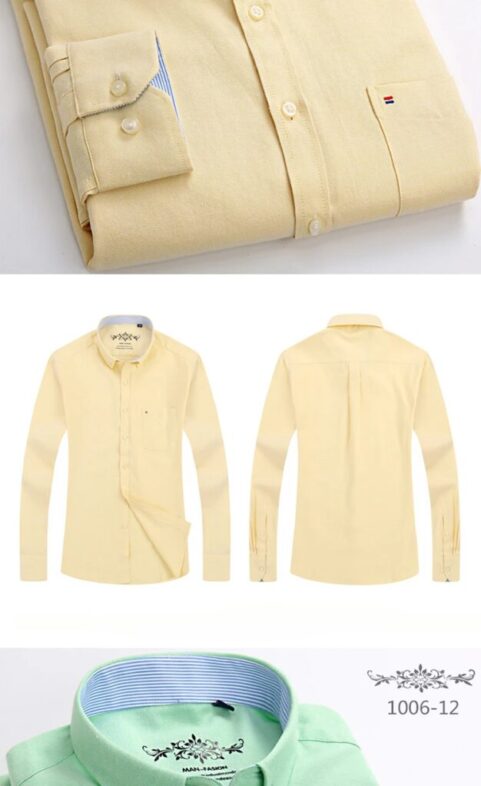 New in shirt long-sleeve shirts for men slim fit formal plian shirt single pocket office clothes soft plaid cotton designer tops