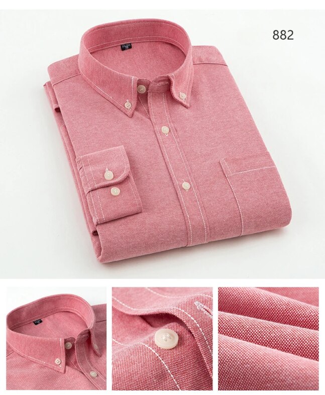 New in shirt long-sleeve shirts for men slim fit formal plian shirt single pocket office clothes soft plaid cotton designer tops