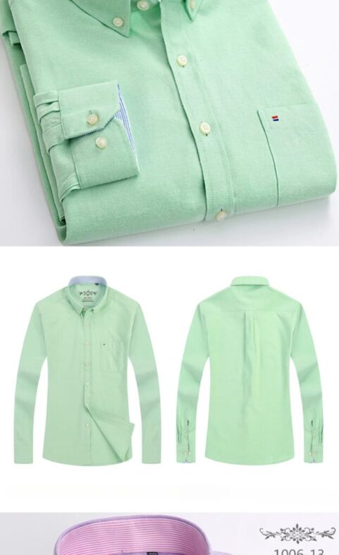 New in shirt long-sleeve shirts for men slim fit formal plian shirt single pocket office clothes soft plaid cotton designer tops