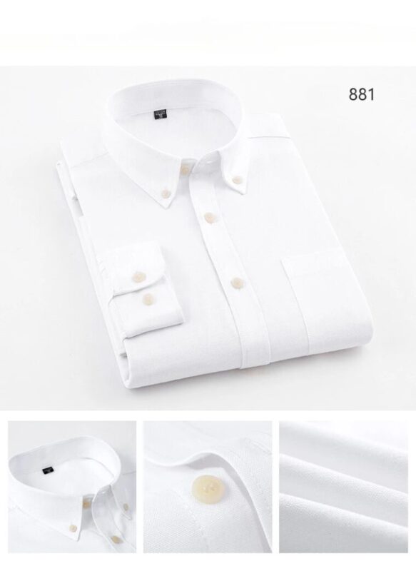 New in shirt long-sleeve shirts for men slim fit formal plian shirt single pocket office clothes soft plaid cotton designer tops