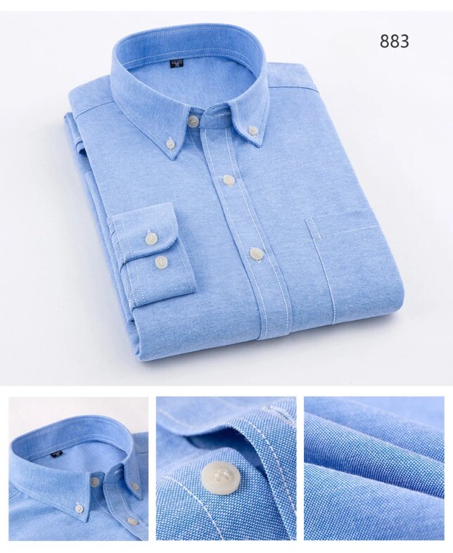New in shirt long-sleeve shirts for men slim fit formal plian shirt single pocket office clothes soft plaid cotton designer tops