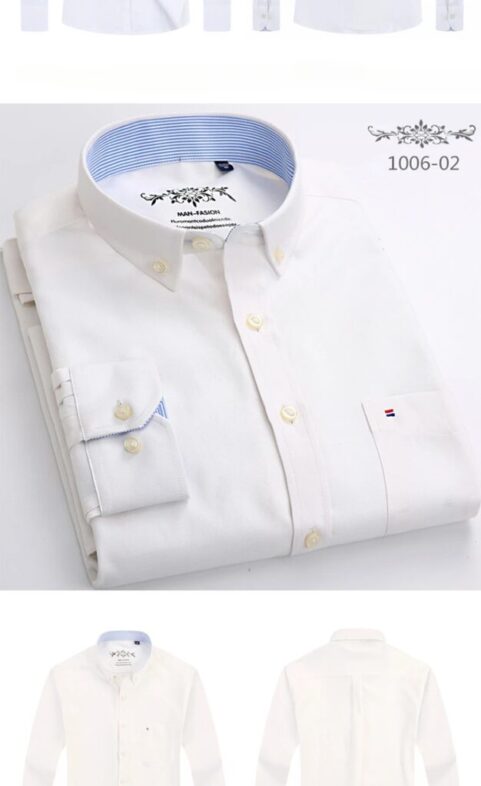 New in shirt long-sleeve shirts for men slim fit formal plian shirt single pocket office clothes soft plaid cotton designer tops