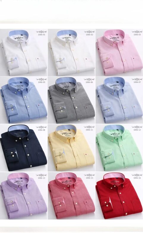 New in shirt long-sleeve shirts for men slim fit formal plian shirt single pocket office clothes soft plaid cotton designer tops