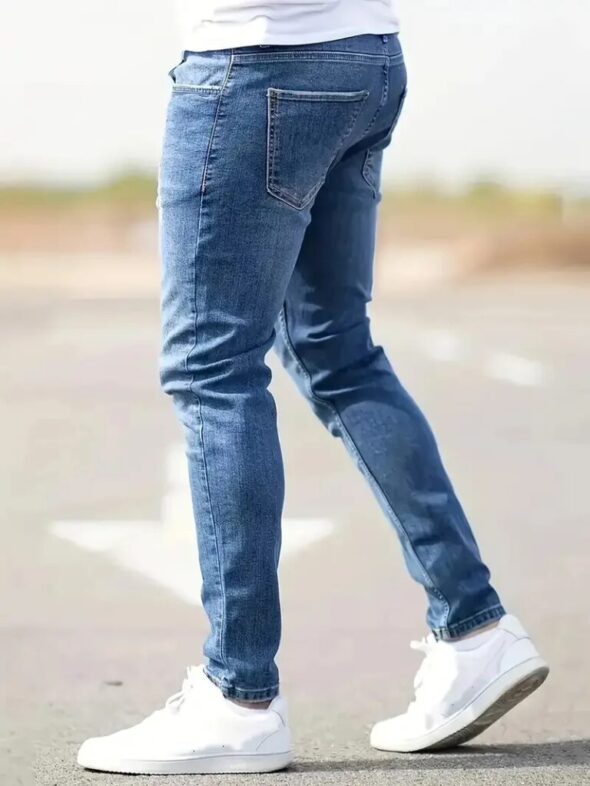 Distressed Men Jeans Denim Holes Skinny Vintage Wash Solid Pencil Pants 2024 Ankle Length Sheath Punk Style Pockets Slim Distressed Men Jeans Denim Holes Skinny Vintage Wash Solid Pencil Pants 2024 Ankle Length Sheath Punk Style Pockets Slim