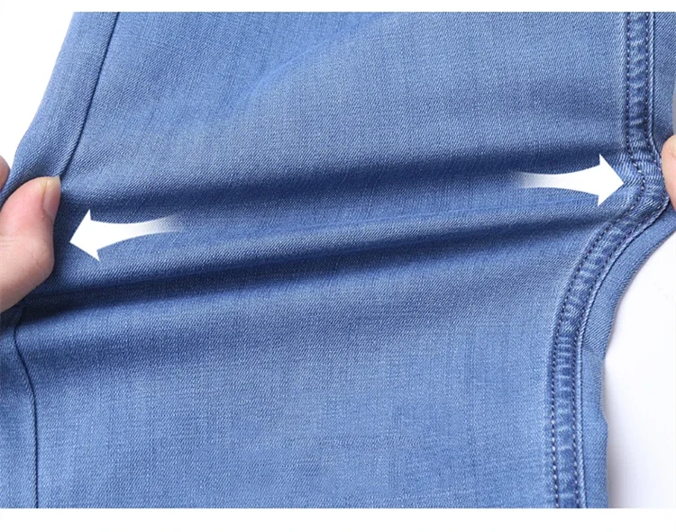 New Ice Silk Thin Denim Jeans For Men Blue Straight Stretch Cotton Pants Business Casual Lightweight Trousers Spring Summer New Ice Silk Thin Denim Jeans For Men Blue Straight Stretch Cotton Pants Business Casual Lightweight Trousers Spring Summer