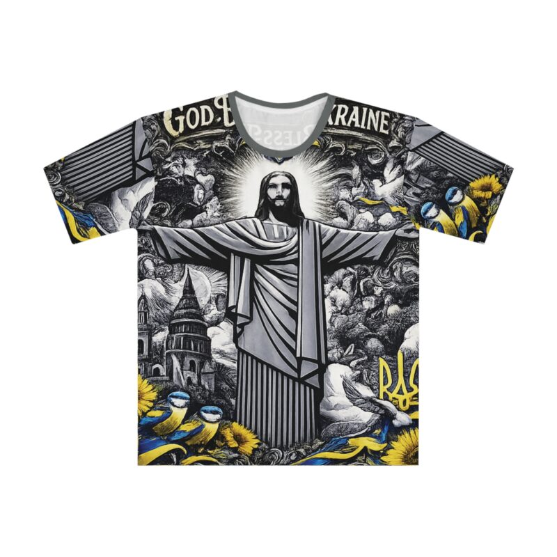 Graphic Tshirt God Bless Ukraine — Religious Patriotic All-Over Print
