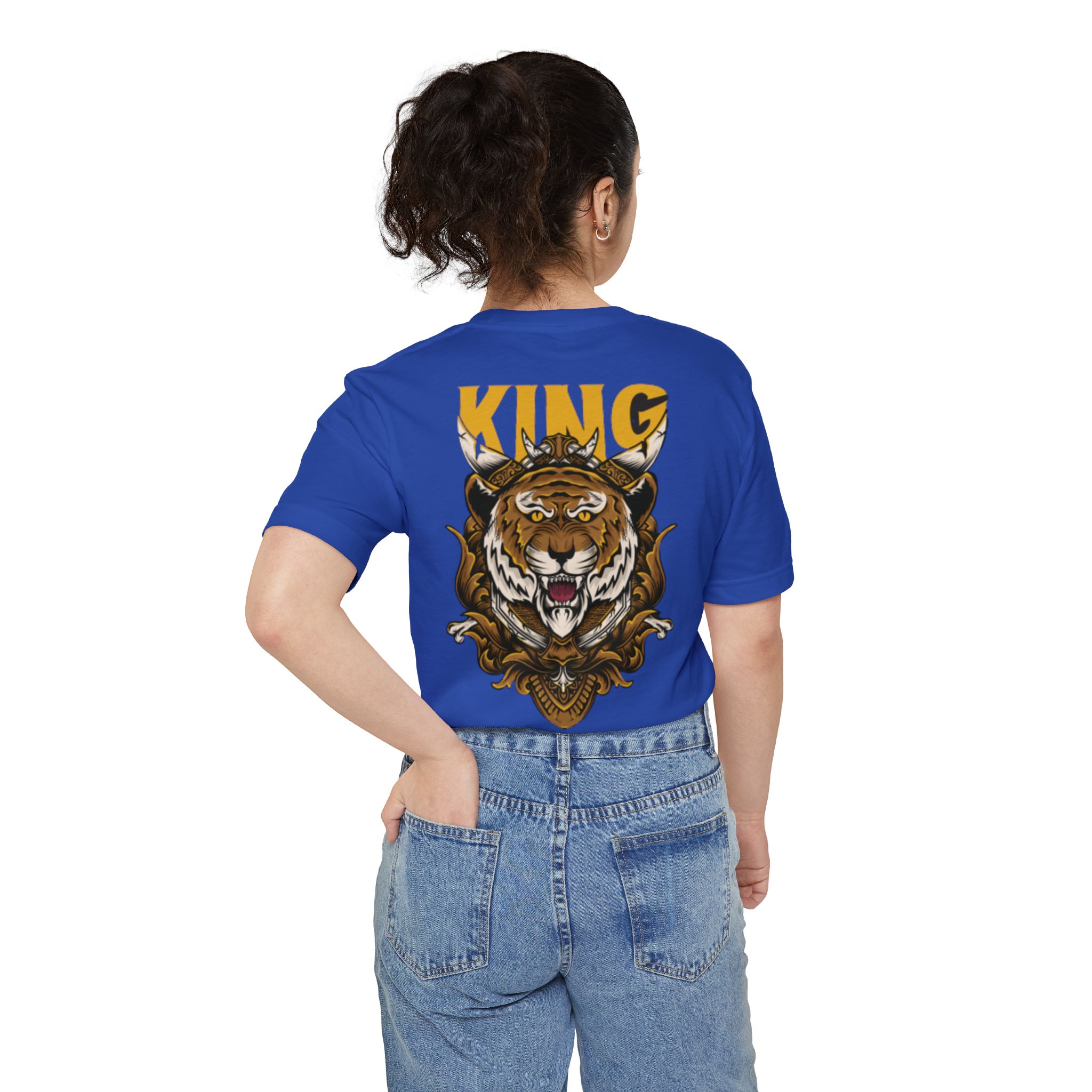 Pocket T Shirt Dress Tiger King – Bold Crowned Tiger Graphic Tee - Image 12