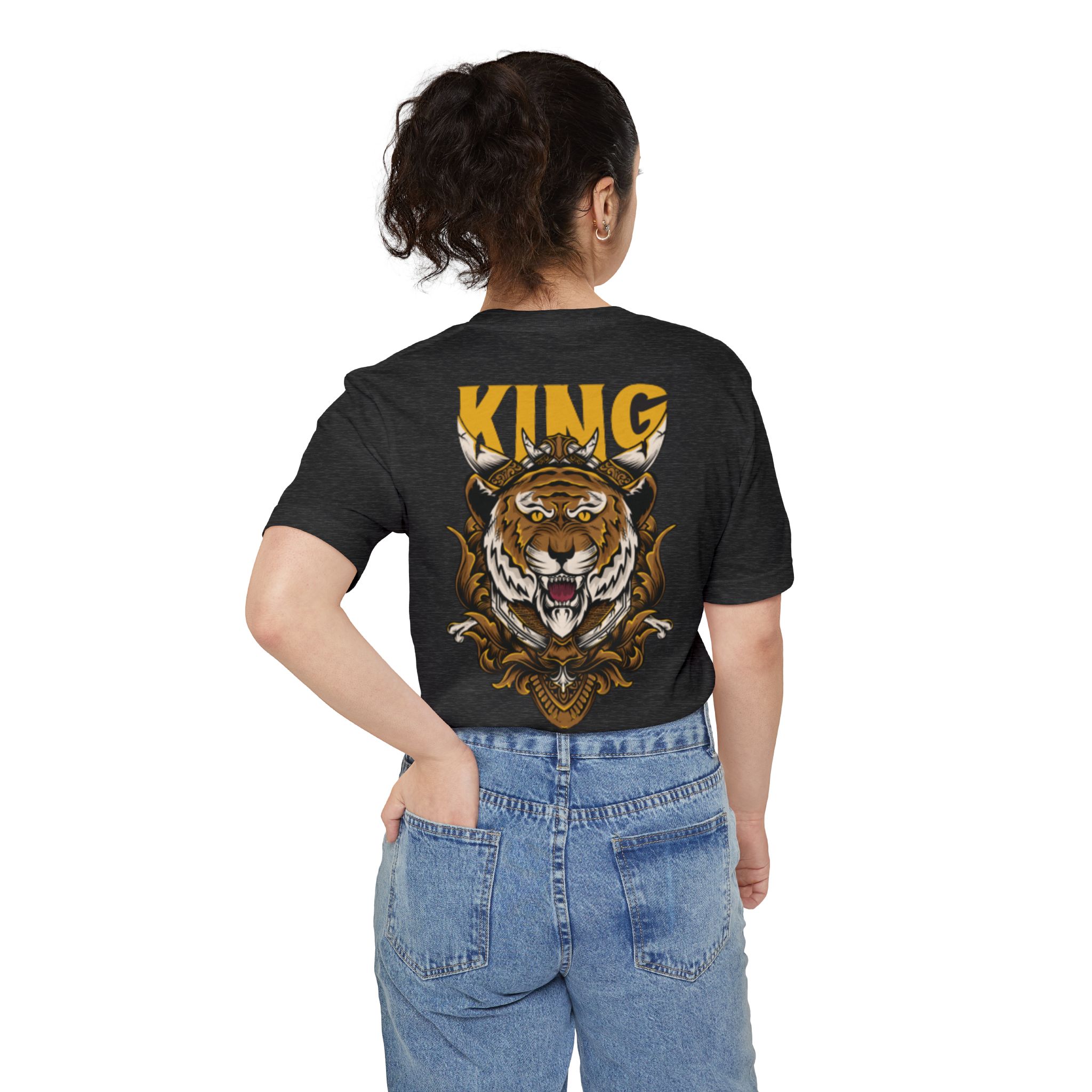 Pocket T Shirt Dress Tiger King – Bold Crowned Tiger Graphic Tee - Image 16