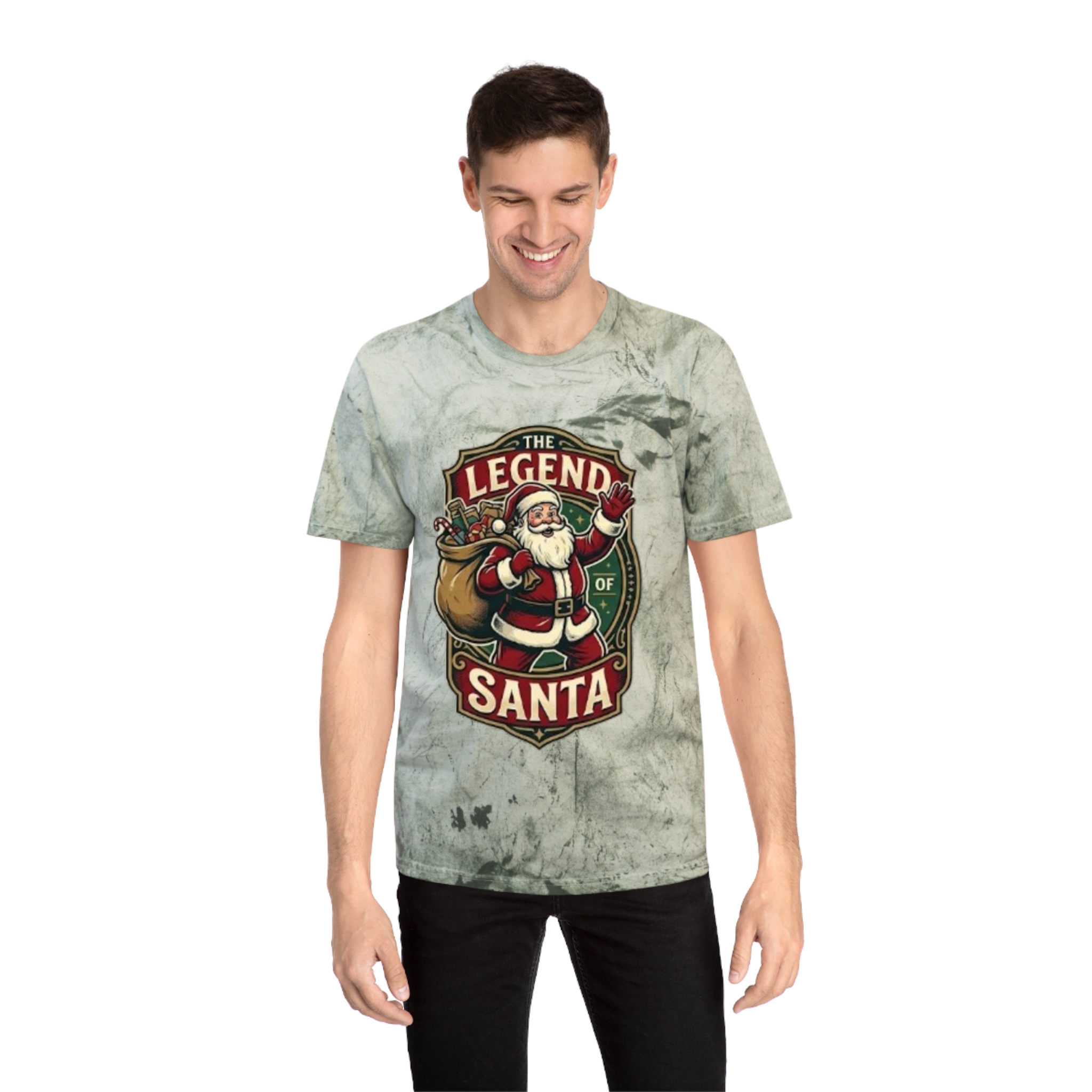 The Legend of Santa Retro Graphic Tee — Marbled Color Blast T-Shirt - Image 15