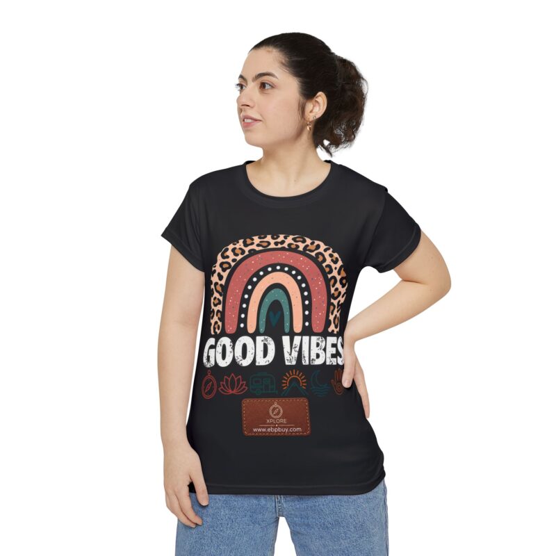 Boho Leopard Rainbow "Good Vibes" T-Shirt | Retro Wanderlust Graphic Tee