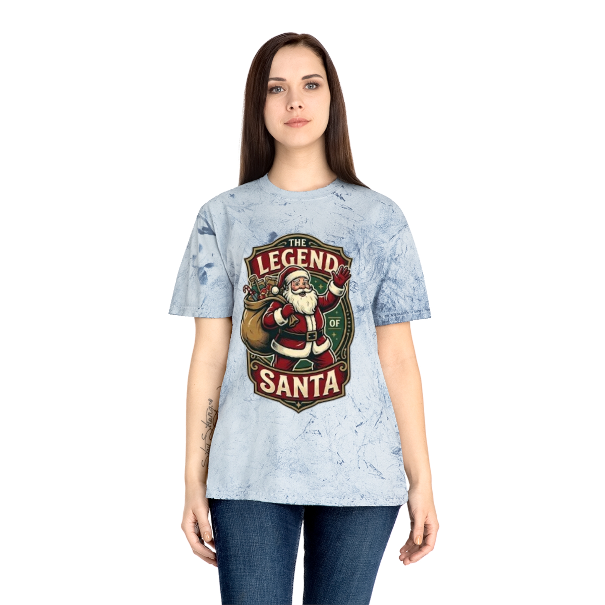 The Legend of Santa Retro Graphic Tee — Marbled Color Blast T-Shirt - Image 4