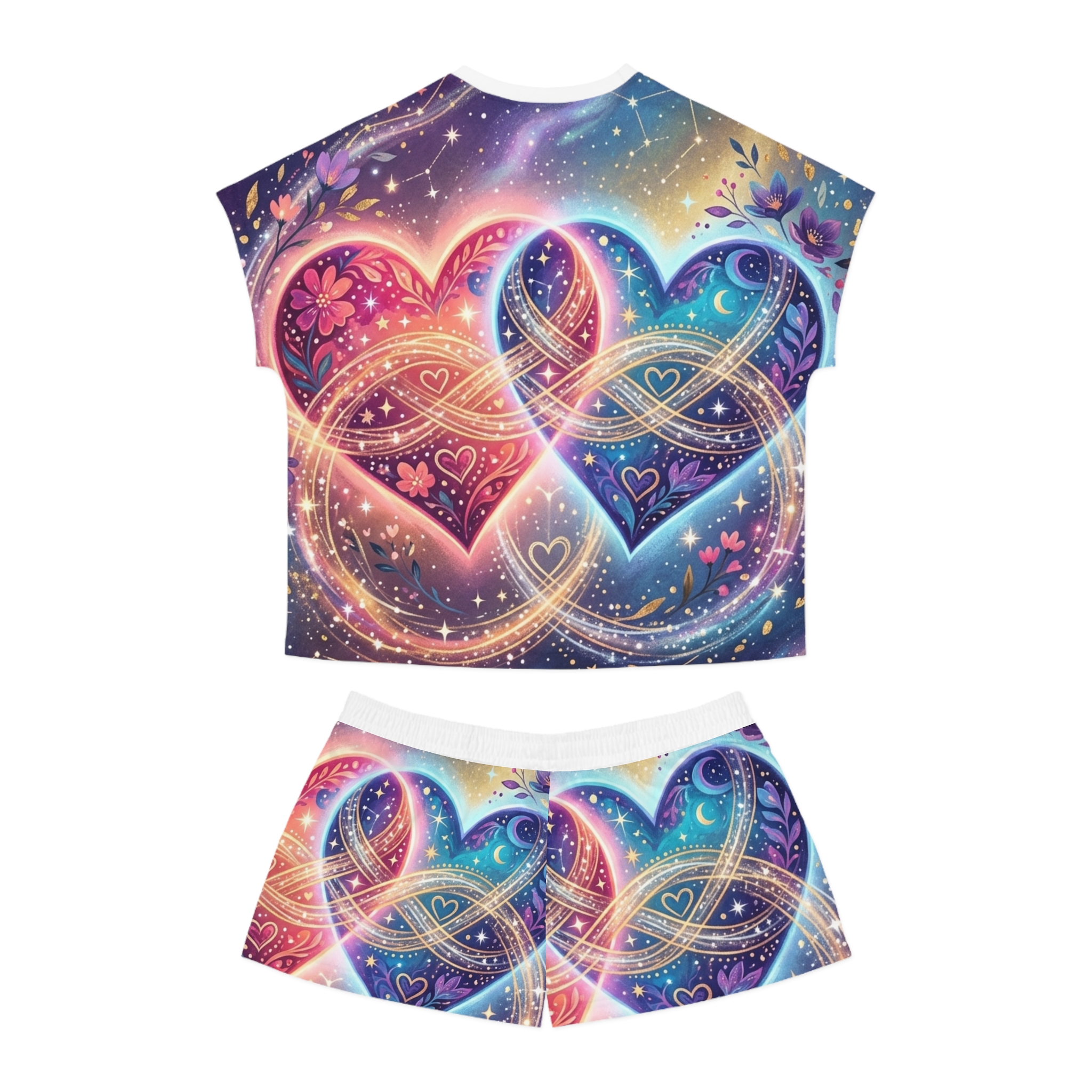 Women's Heart Infinity Pajama Set — Rainbow Galaxy Short Sleepwear - Image 3