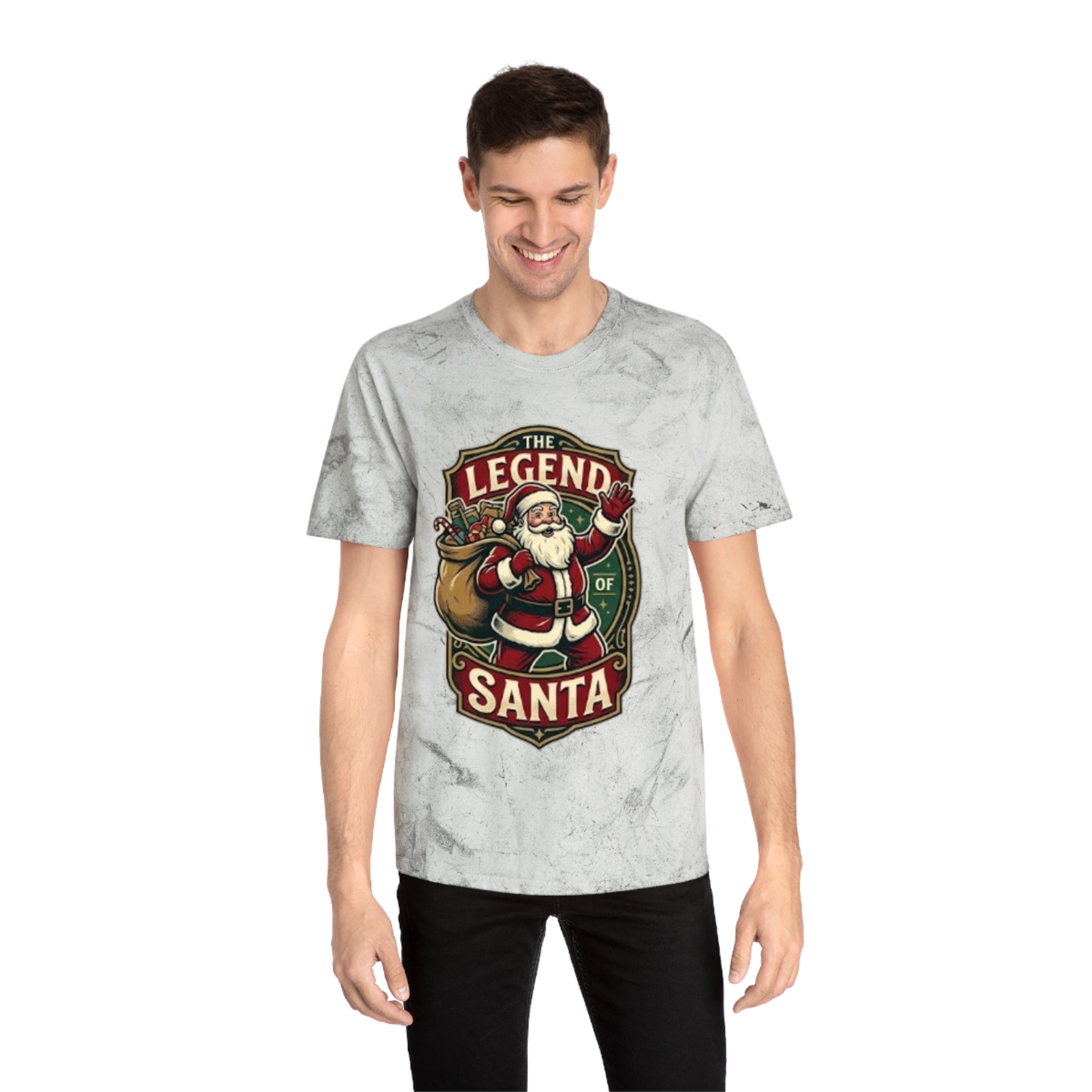 The Legend of Santa Retro Graphic Tee — Marbled Color Blast T-Shirt - Image 11