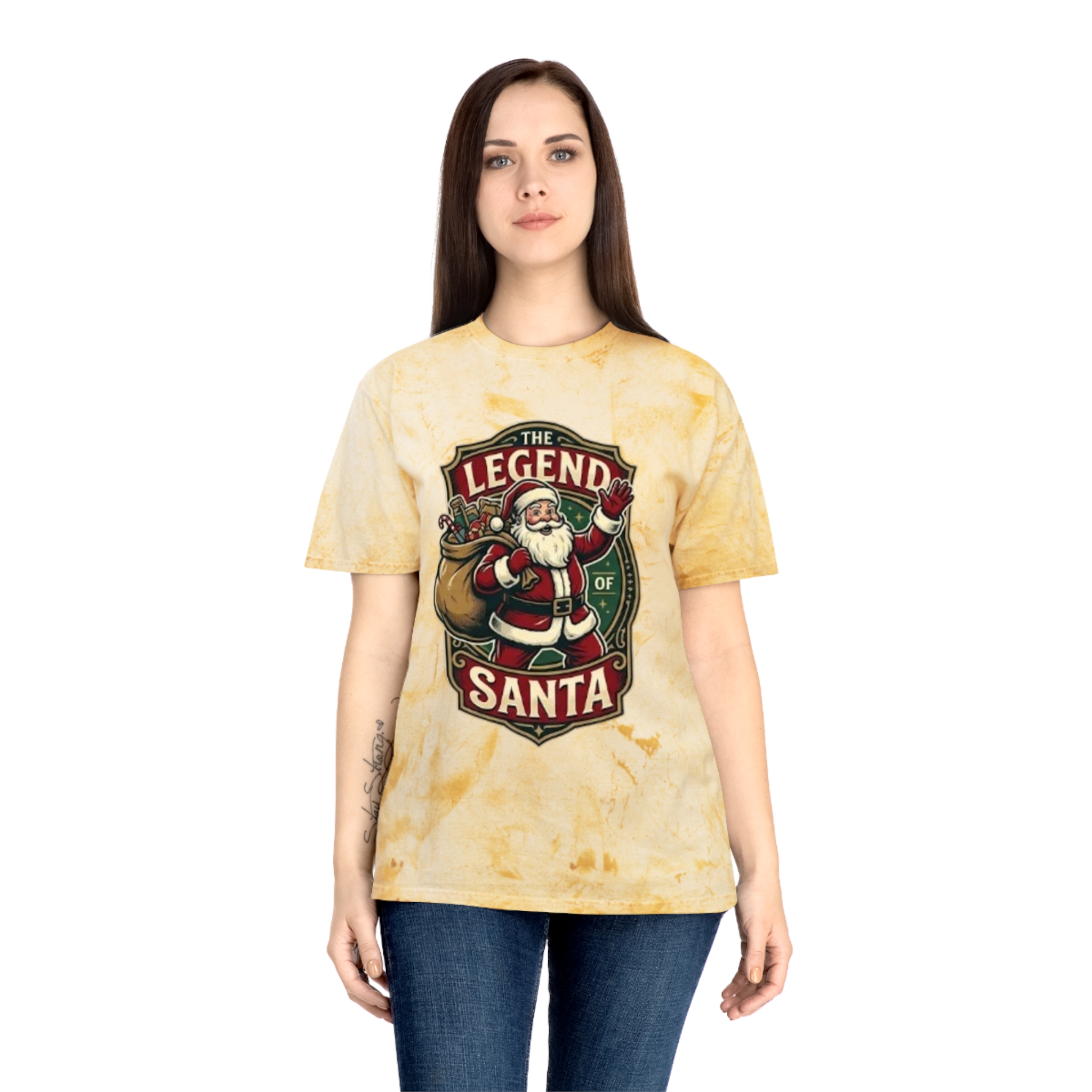The Legend of Santa Retro Graphic Tee — Marbled Color Blast T-Shirt - Image 8