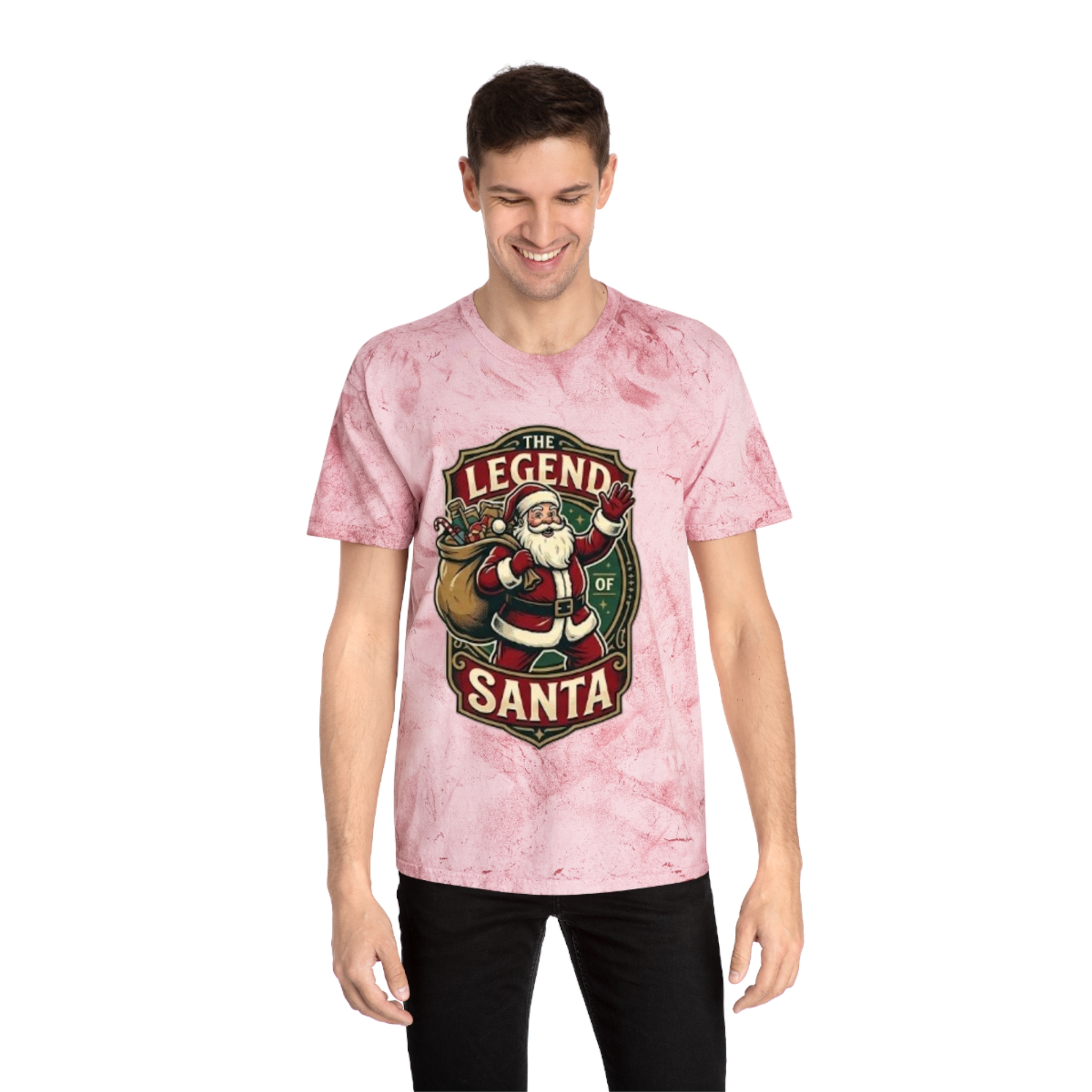 The Legend of Santa Retro Graphic Tee — Marbled Color Blast T-Shirt - Image 23