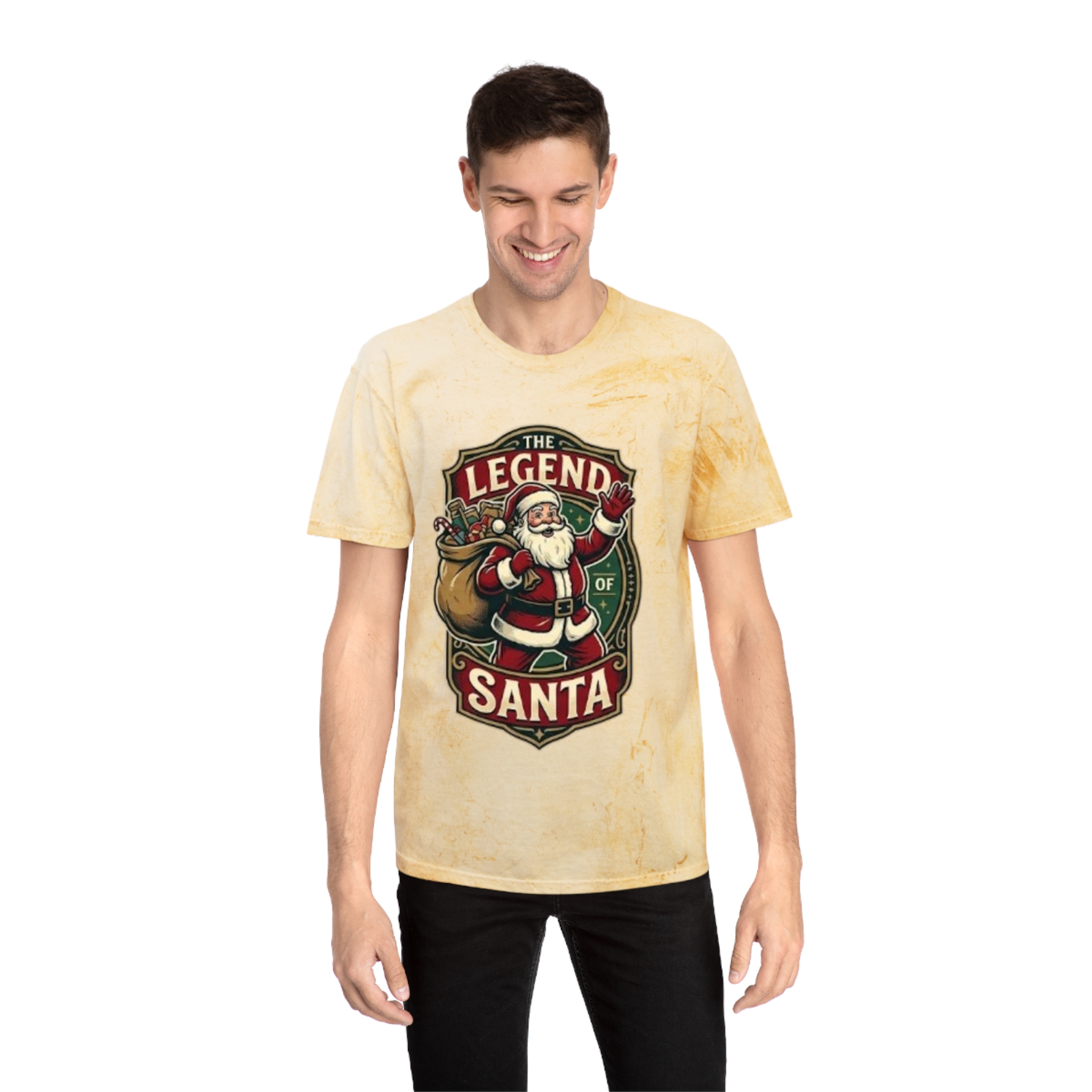 The Legend of Santa Retro Graphic Tee — Marbled Color Blast T-Shirt - Image 7
