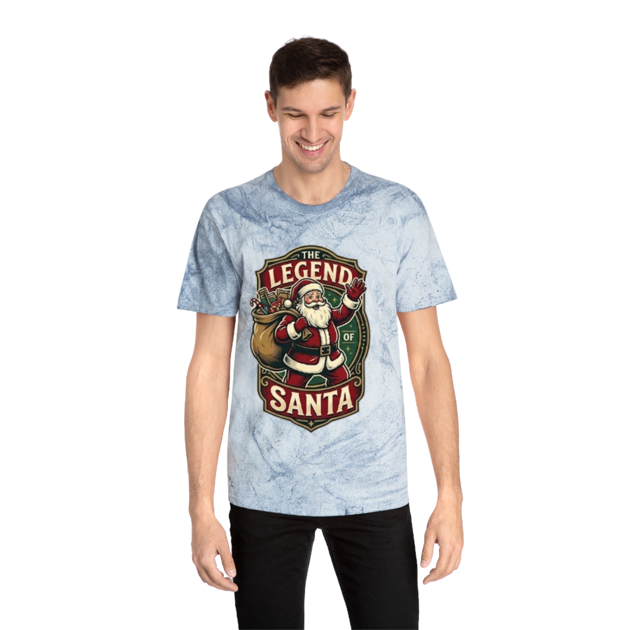 The Legend of Santa Retro Graphic Tee — Marbled Color Blast T-Shirt