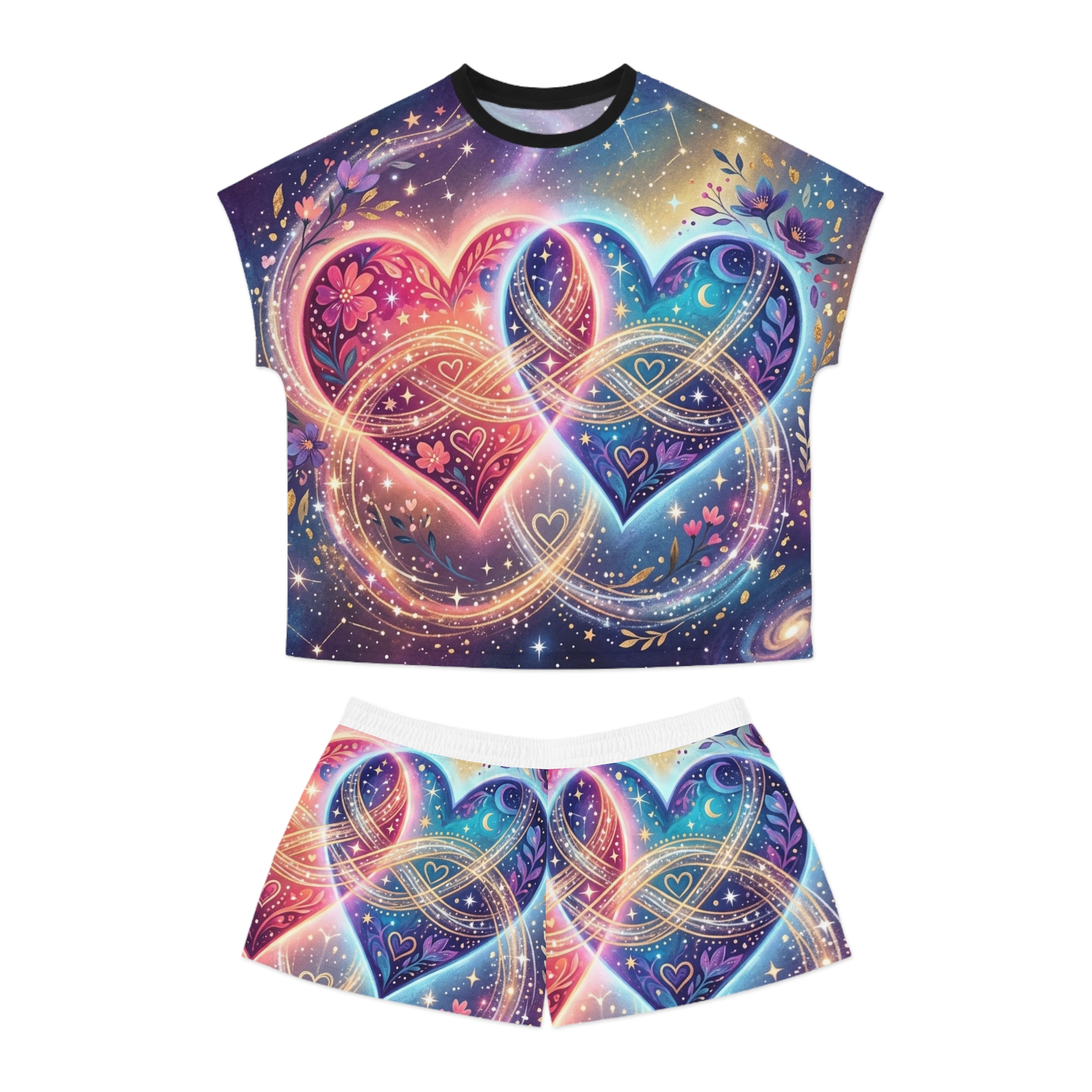 Women's Heart Infinity Pajama Set — Rainbow Galaxy Short Sleepwear - Image 7
