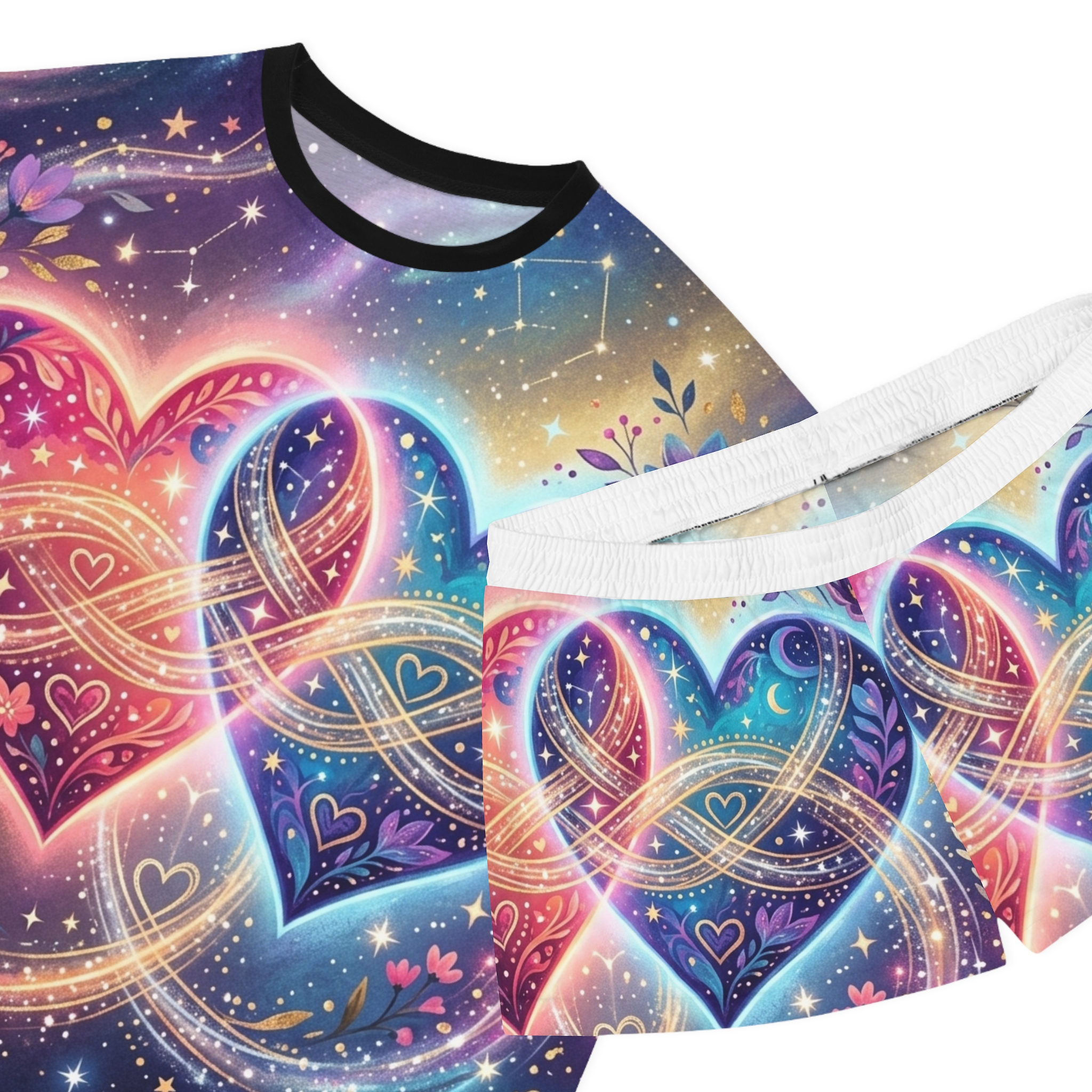 Women's Heart Infinity Pajama Set — Rainbow Galaxy Short Sleepwear - Image 9