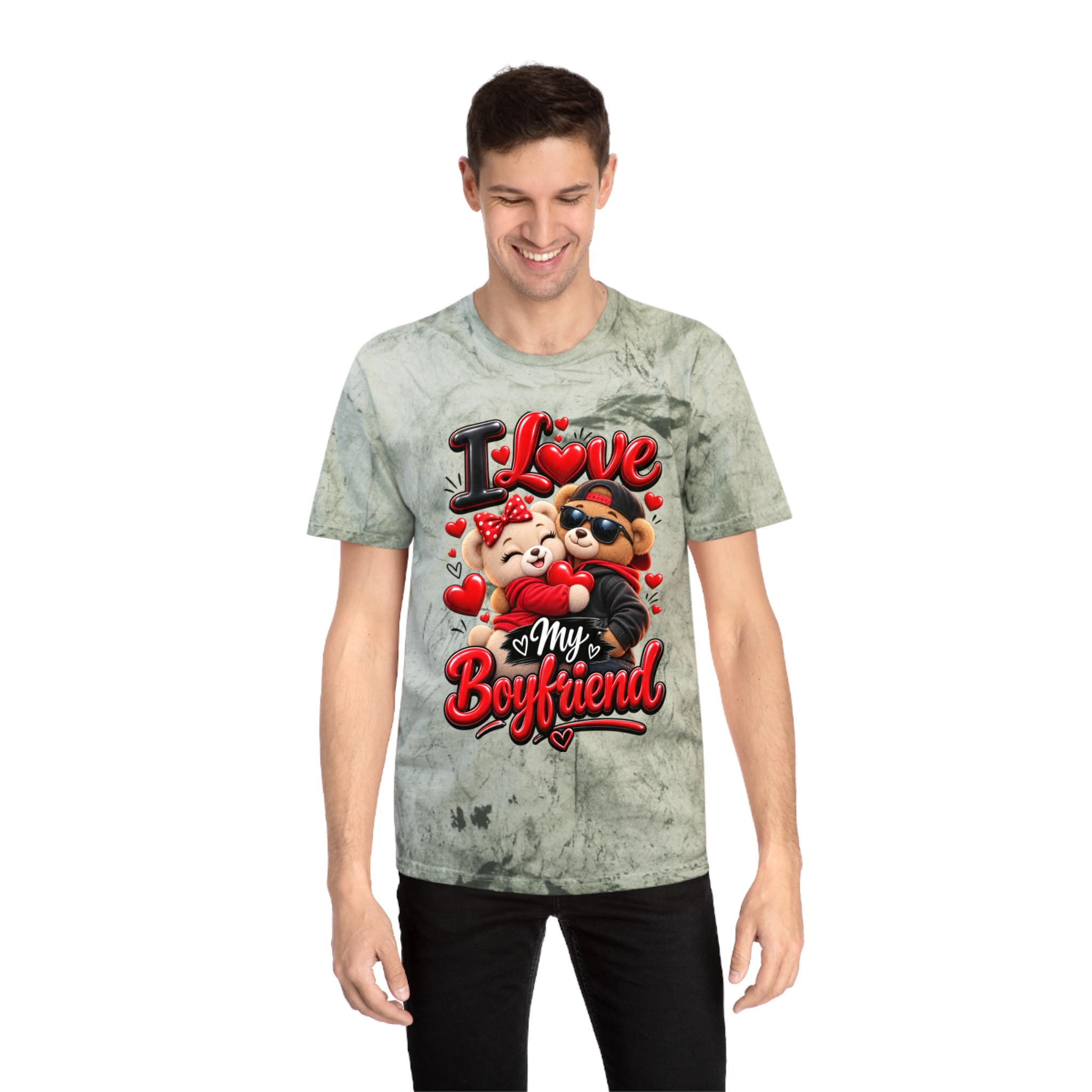 I love my boyfriend shirt Graphic Tee Marbled Color T-Shirt - Image 14