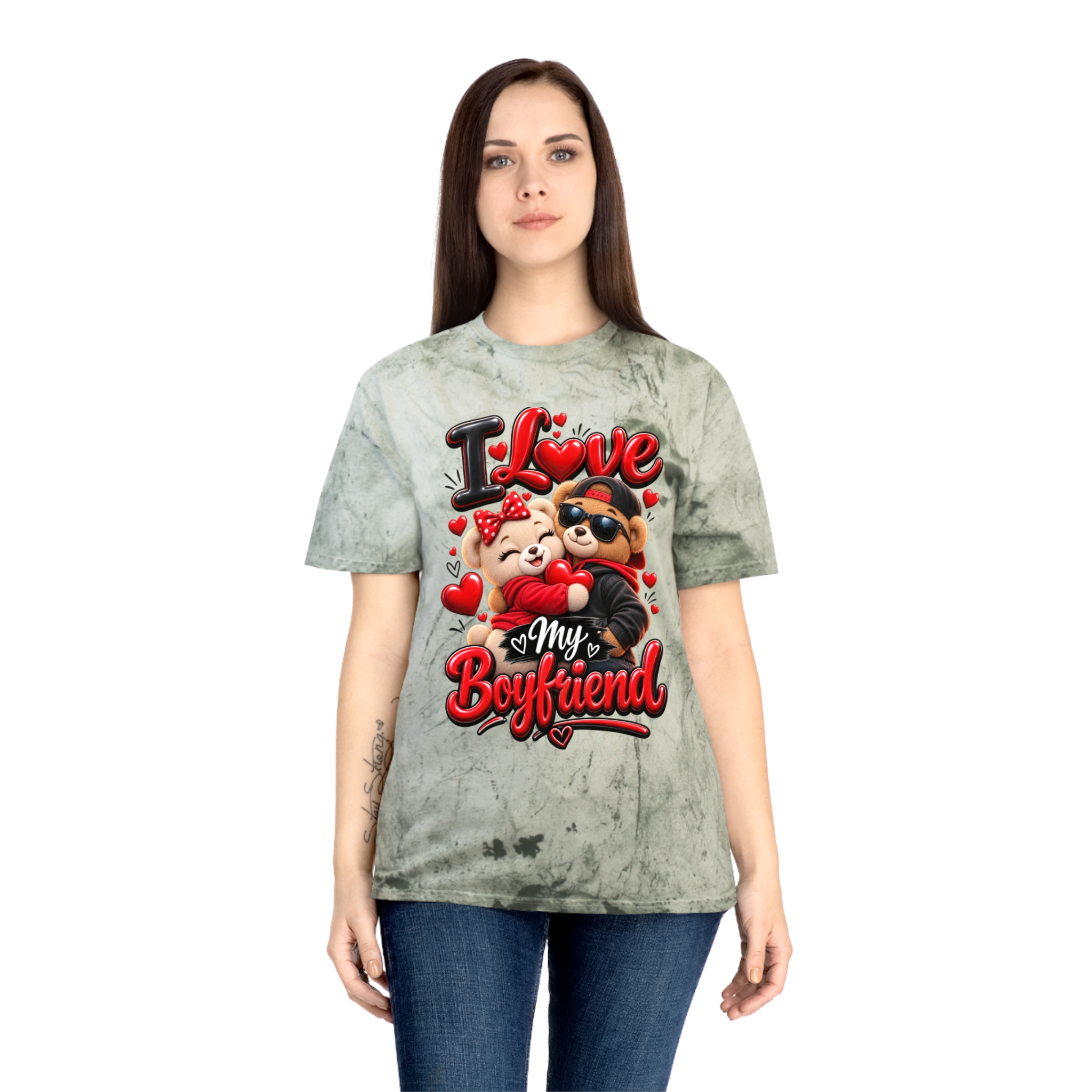 I love my boyfriend shirt Graphic Tee Marbled Color T-Shirt - Image 16