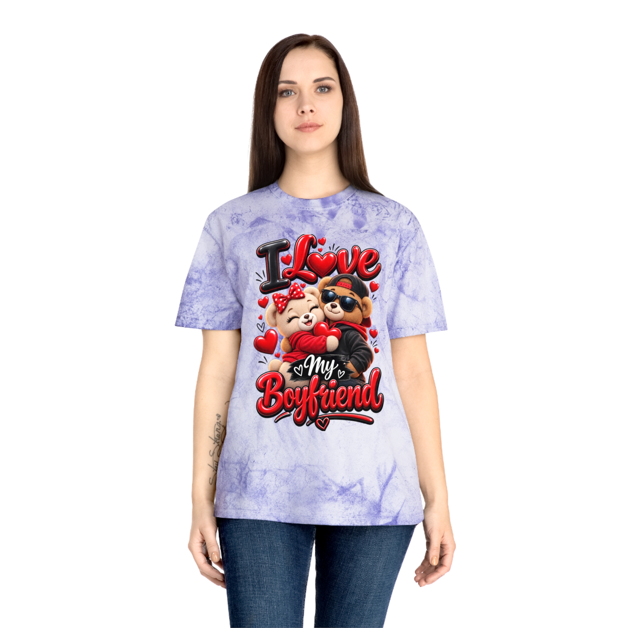 I love my boyfriend shirt Graphic Tee Marbled Color T-Shirt - Image 20