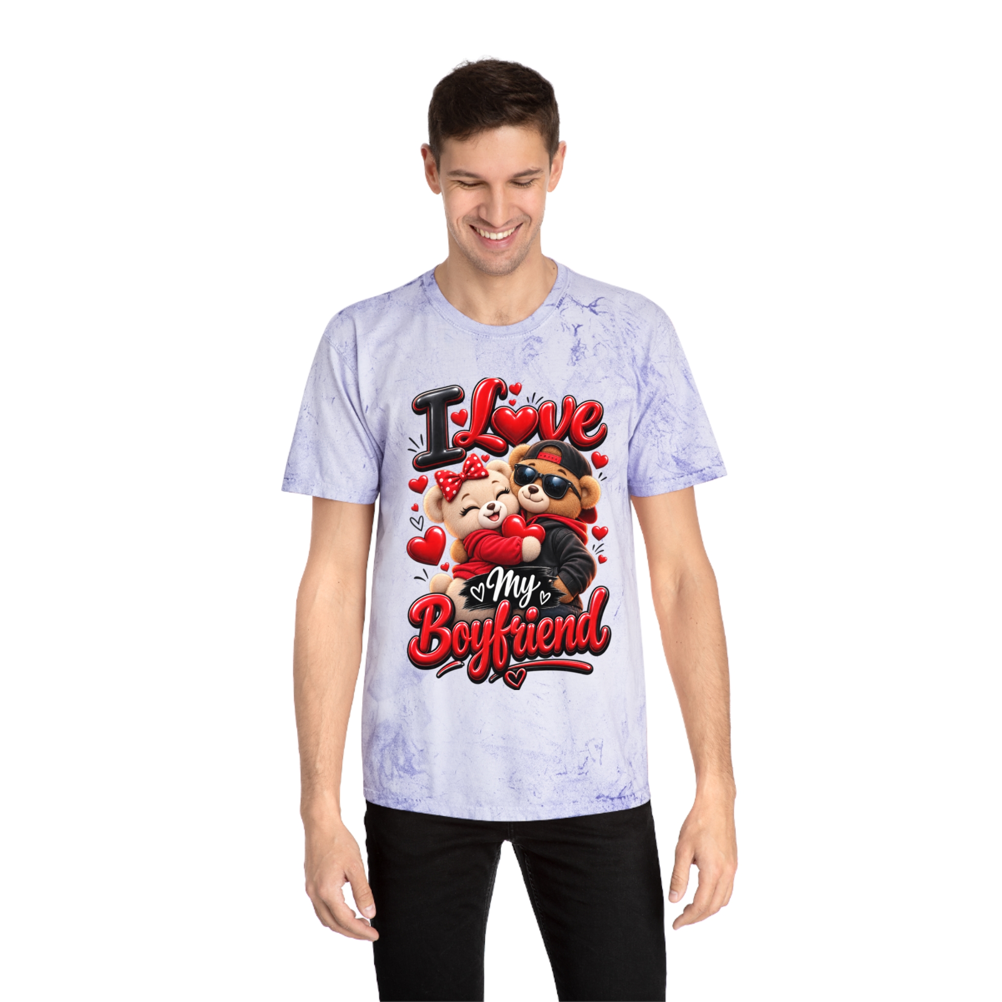 I love my boyfriend shirt Graphic Tee Marbled Color T-Shirt - Image 18