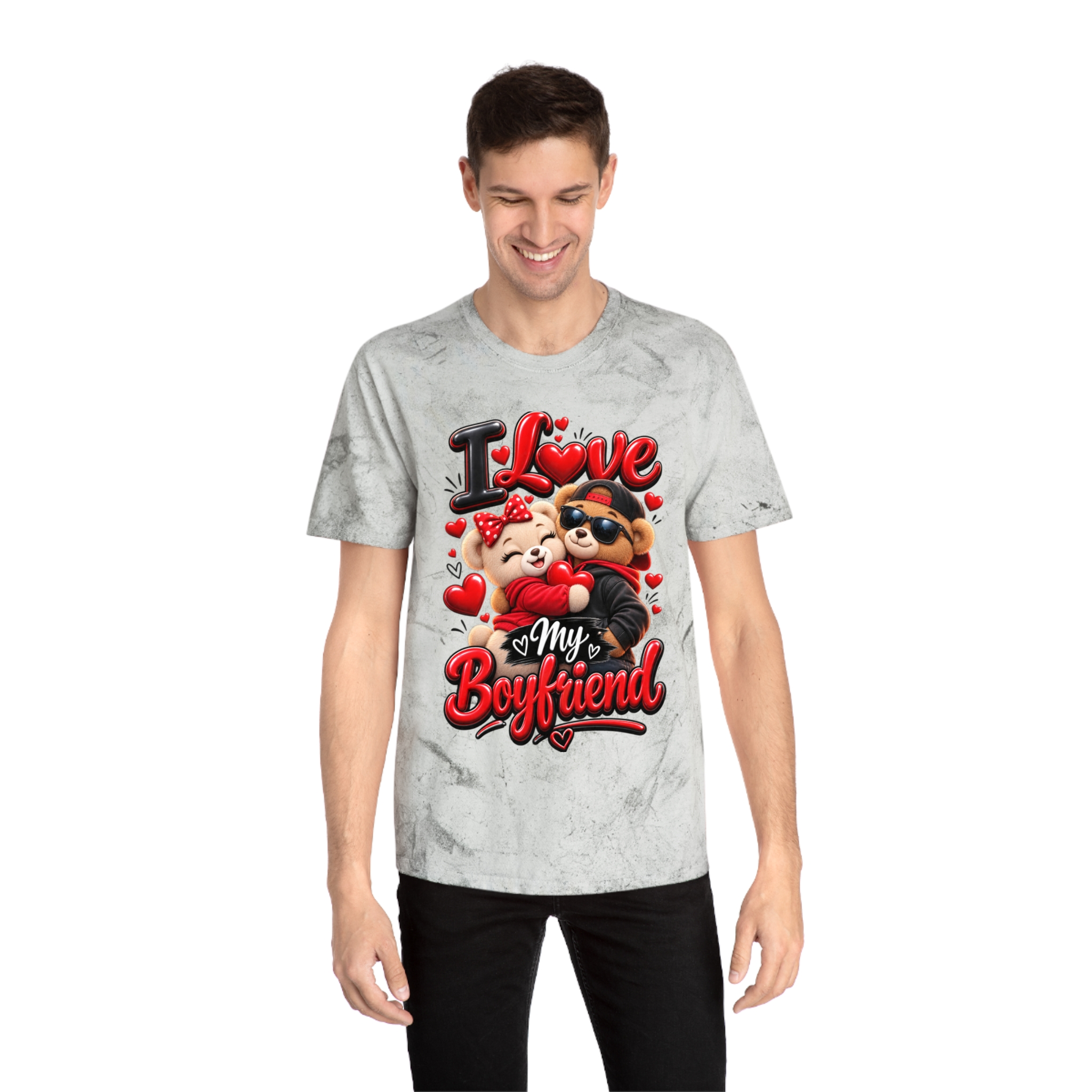 I love my boyfriend shirt Graphic Tee Marbled Color T-Shirt - Image 10