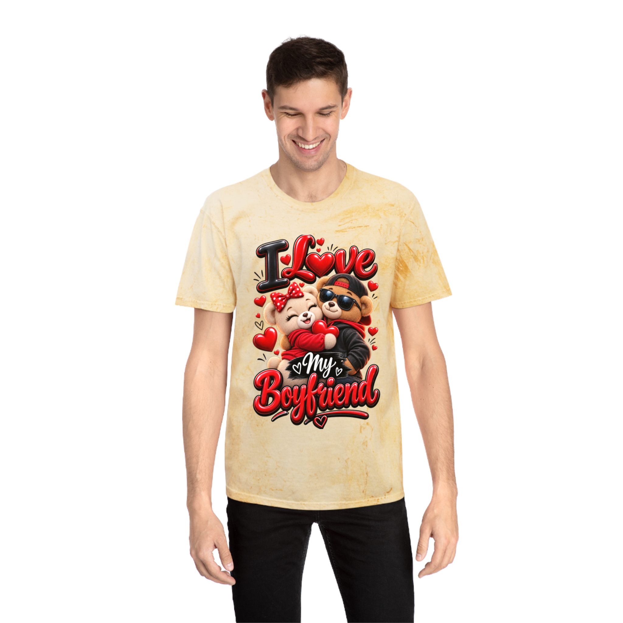 I love my boyfriend shirt Graphic Tee Marbled Color T-Shirt - Image 6