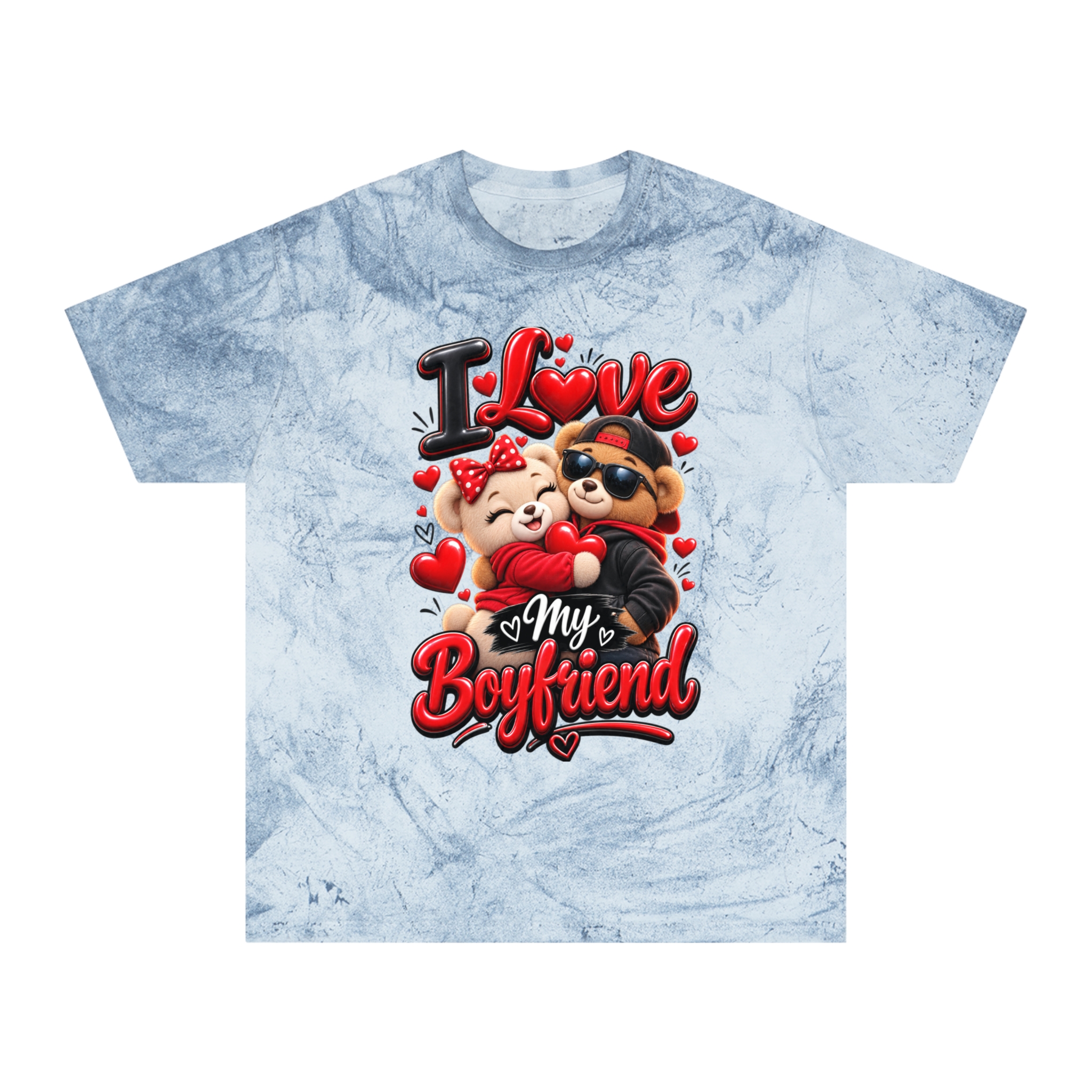 I love my boyfriend shirt Graphic Tee Marbled Color T-Shirt - Image 4