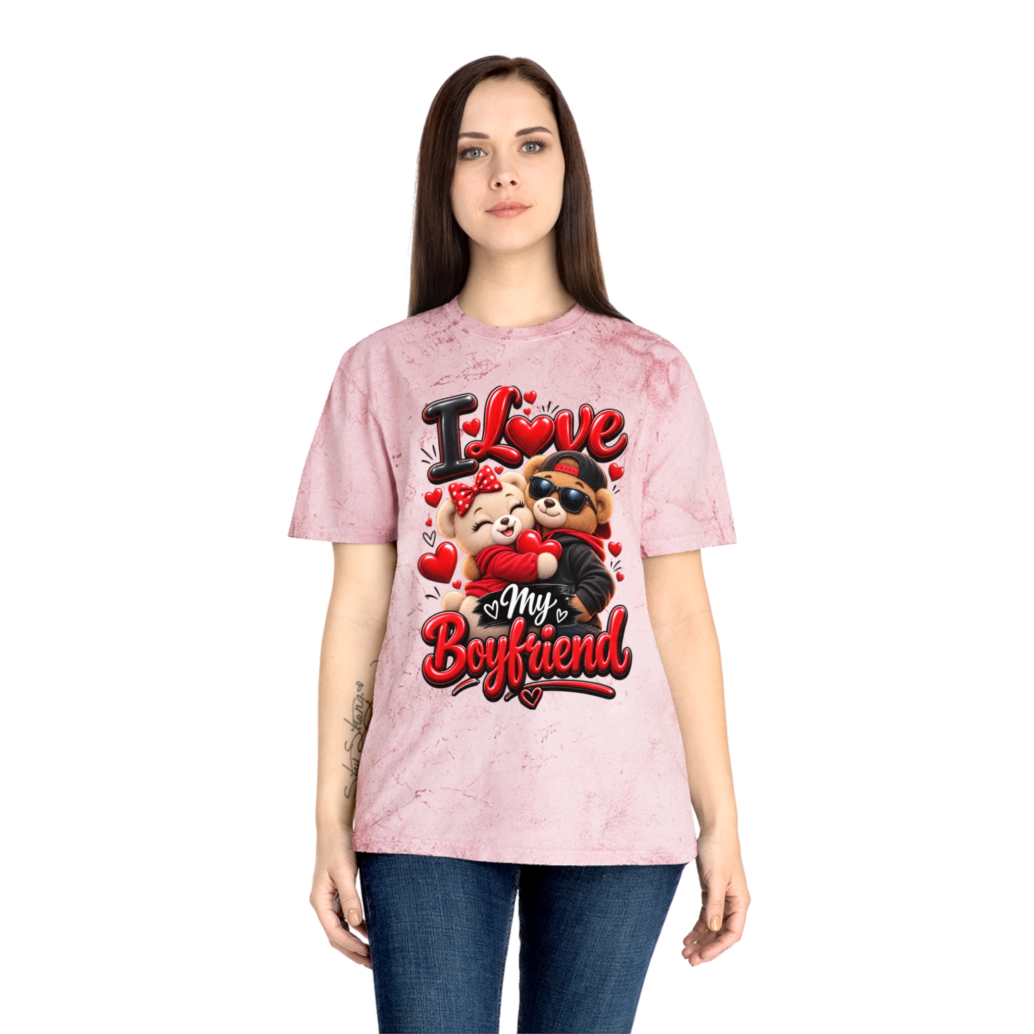 I love my boyfriend shirt Graphic Tee Marbled Color T-Shirt - Image 24