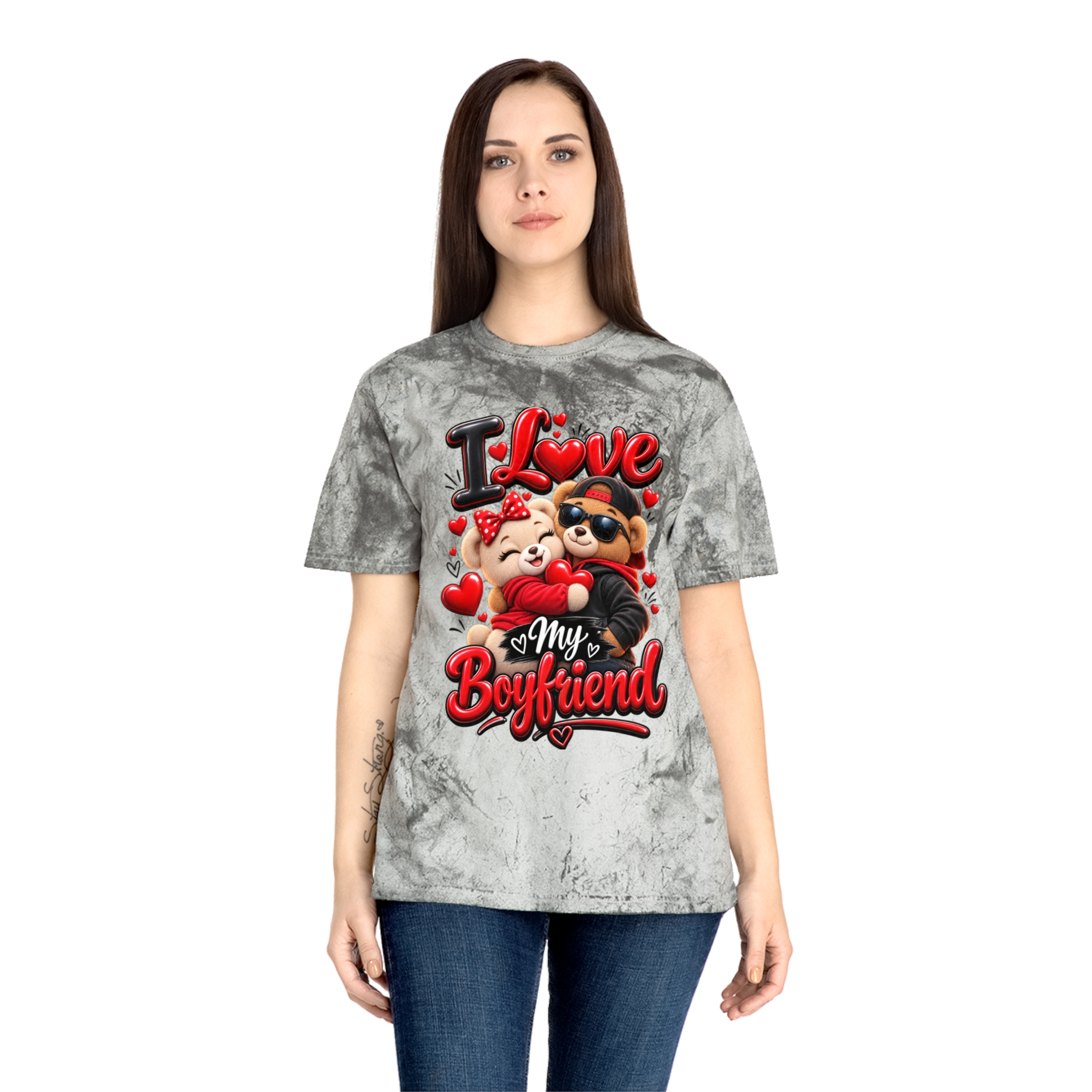 I love my boyfriend shirt Graphic Tee Marbled Color T-Shirt - Image 12