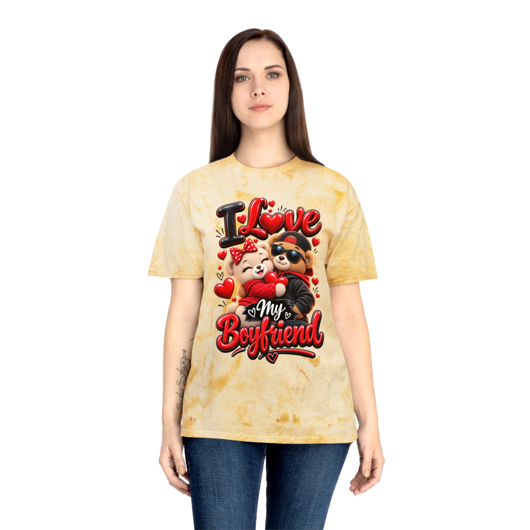 I love my boyfriend shirt Graphic Tee Marbled Color T-Shirt - Image 8